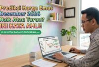 Investor membaca tiga skenario prediksi harga emas menjelang Desember 2026 setelah koreksi tajam dari rekor Januari.