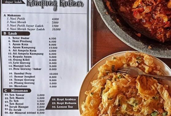 Kampung Kuliner Kroya Cilacap, Lokasi Dan Daftar Harga Menu