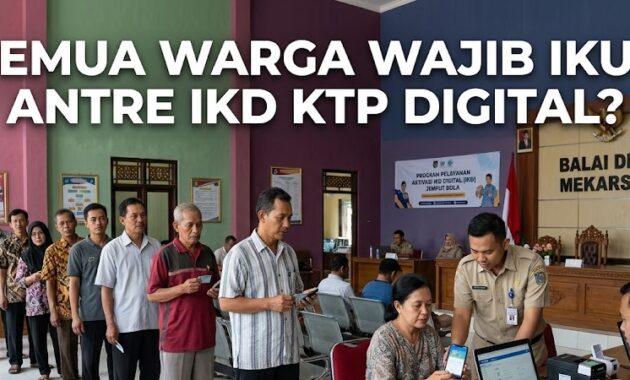 Antrean warga mengaktifkan IKD KTP digital di balai desa merupakan bagian dari pelayanan resmi dan program jemput bola.